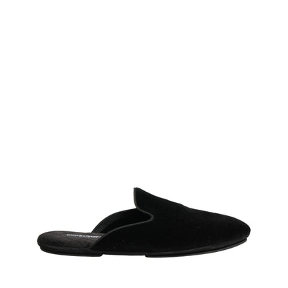 Dolce & Gabbana Black Suede Slides Flat Slipper Men Shoes