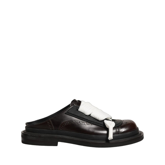 Dolce & Gabbana Brown Leather Slip On Flat Sandals Men Shoes