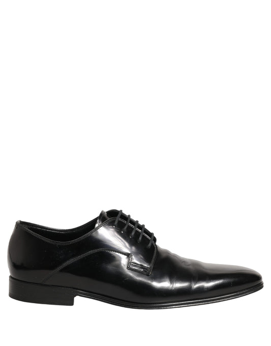 Dolce & Gabbana Black Leather Men Derby Dress Formal Shoes