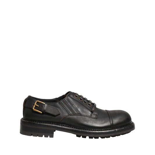 Dolce & Gabbana Dress Black Leather Lace Up Derby Men Shoes