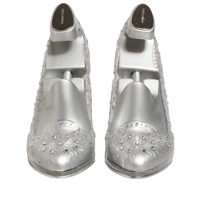 Dolce & Gabbana CINDERELLA Floral Crystal Heels Clear