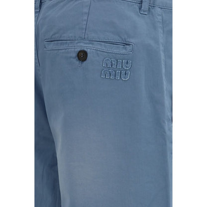 Miu Miu Blue Cotton Casual Pants