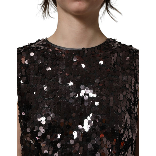 Dolce & Gabbana Purple Sequined Sleeveless Cropped Tank Top