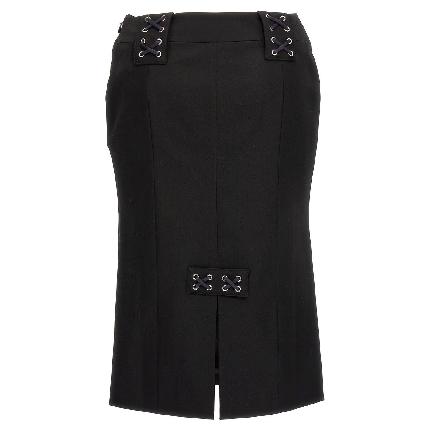 Alessandra Rich Black Wool Midi Skirt
