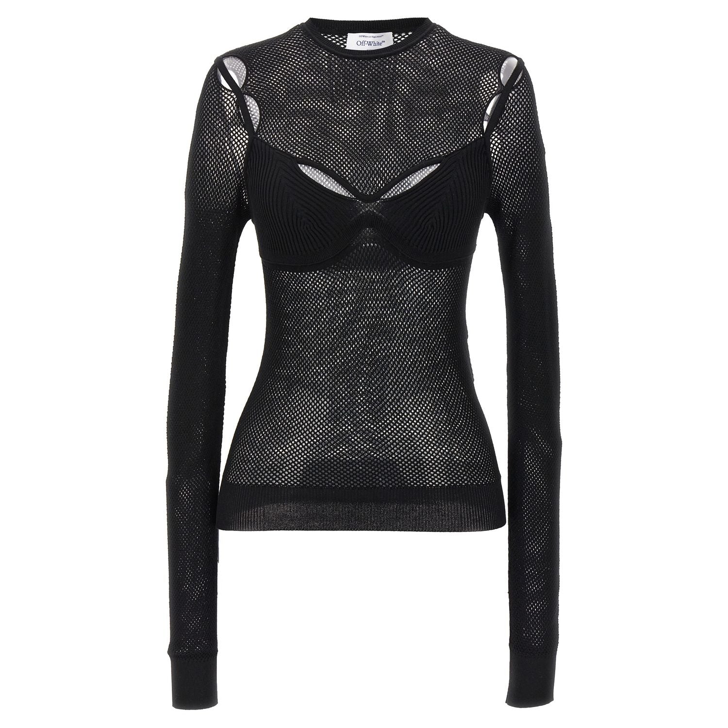 Off-White Black Viscose Tank Tops