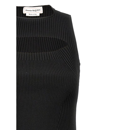 Alexander McQueen Black Viscose Midi Dress