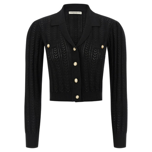 Alessandra Rich Black Cotton Cardigan