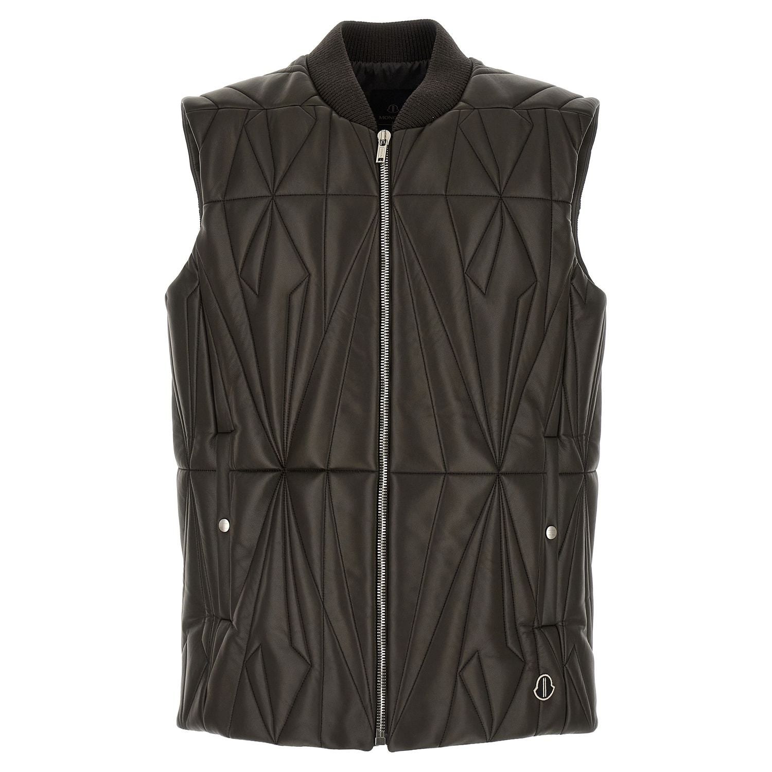 Rick Owens Brown Lamb Leather Sleeveless Jacket