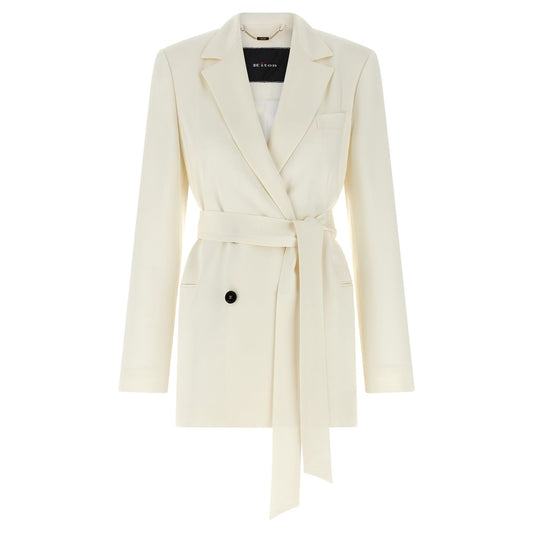 Kiton White Silk Blazer