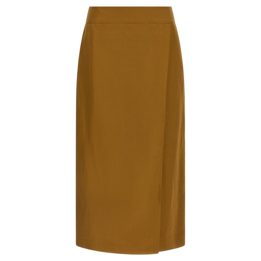Alberto Biani Brown Viscose Midi Skirt