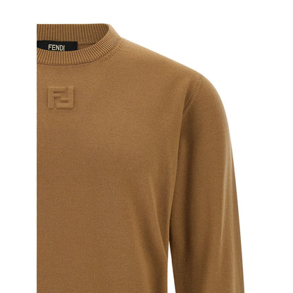 Fendi Beige Virgin Wool Cardigan