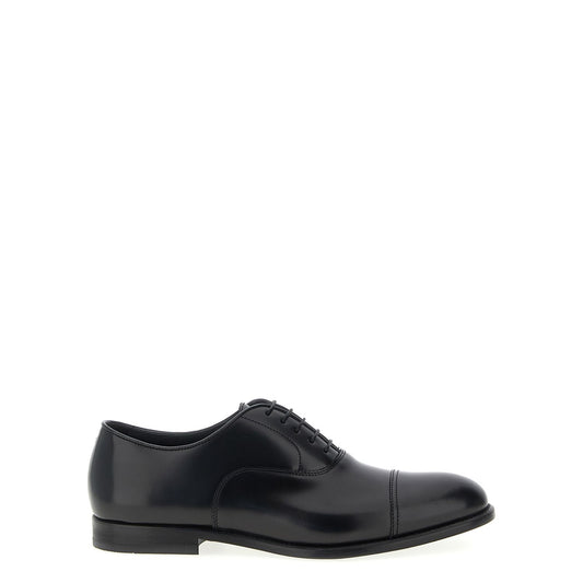 Doucal's Black Calfskin Oxfords And Derbies