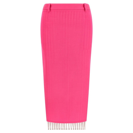 The Attico Fuchsia Virgin Wool Midi Skirt