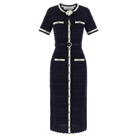 Self-Portrait Blue Cotton Midi Dress