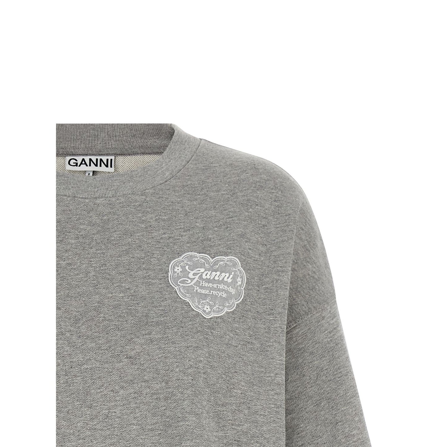Ganni Gray Organic Cotton Sweatshirt