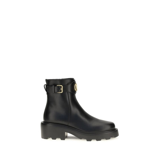 Valentino Garavani Black Calf Leather Bos Taurus Ankle Boots