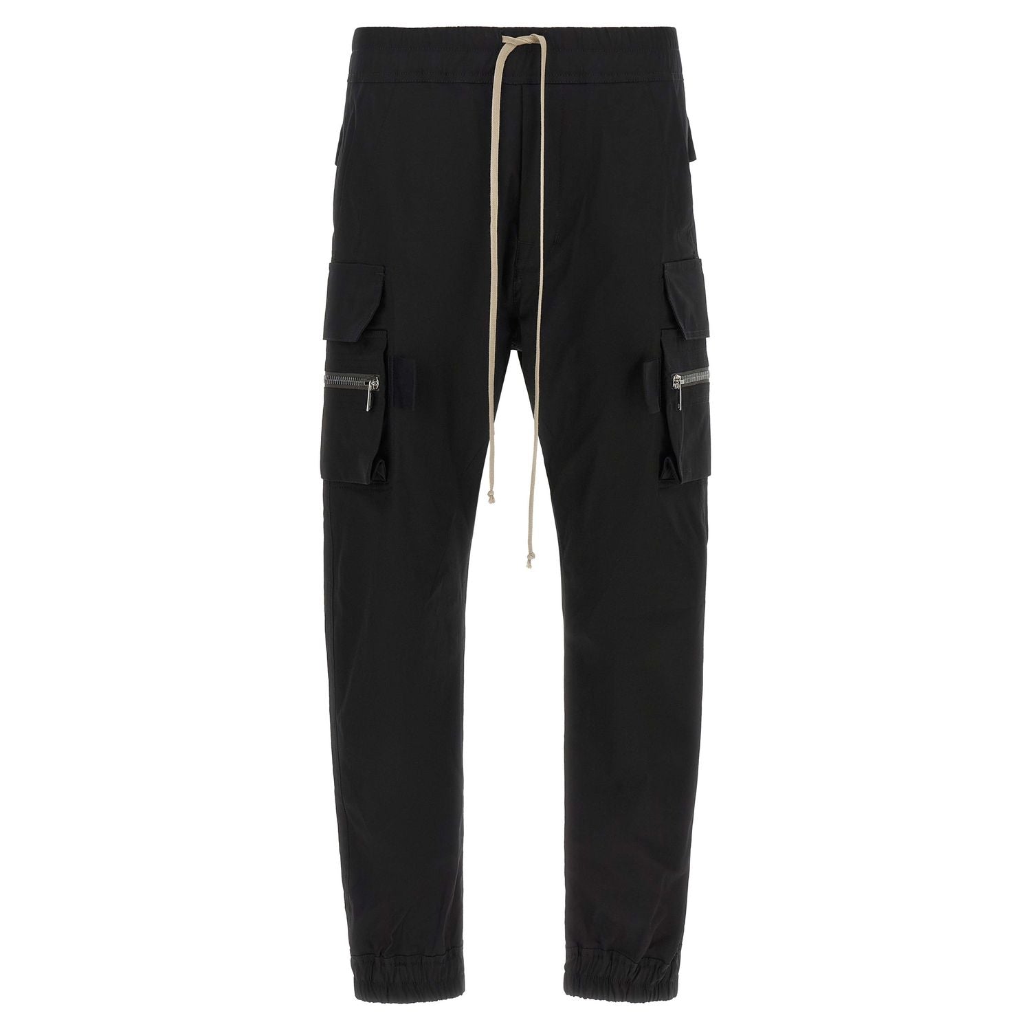 Rick Owens Black Cotton Cargo Pants