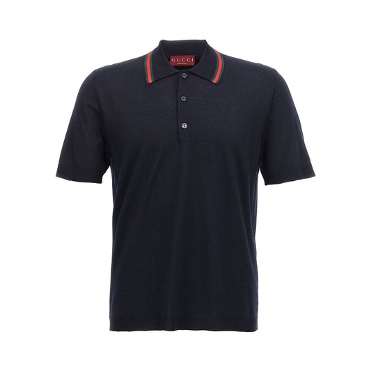 Gucci Blue Wool Polo Shirt