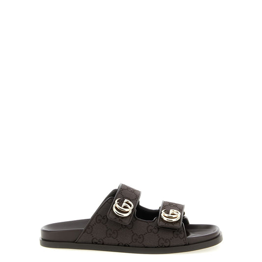 Gucci Brown Cotton Slides