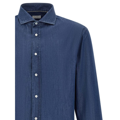Brunello Cucinelli Blue Cotton Blouse