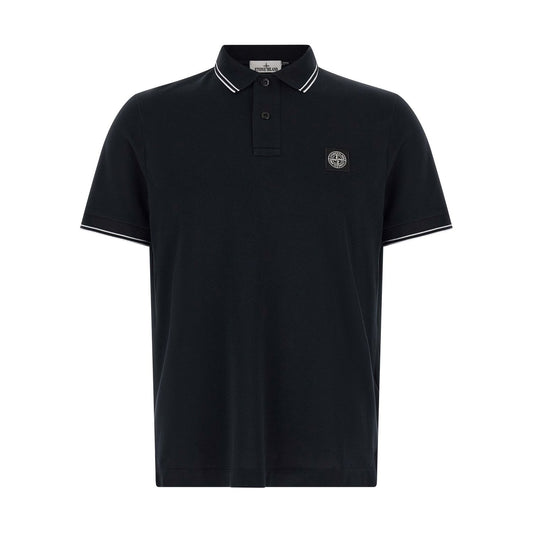 Stone Island Blue Cotton Polo Shirt