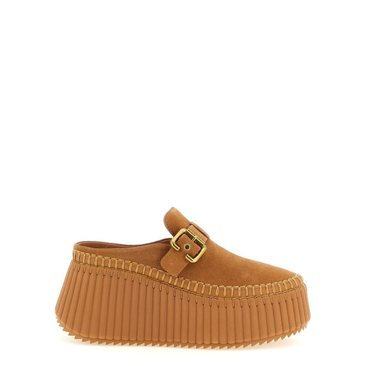 Chloé Beige Calfskin Wedge Sandals