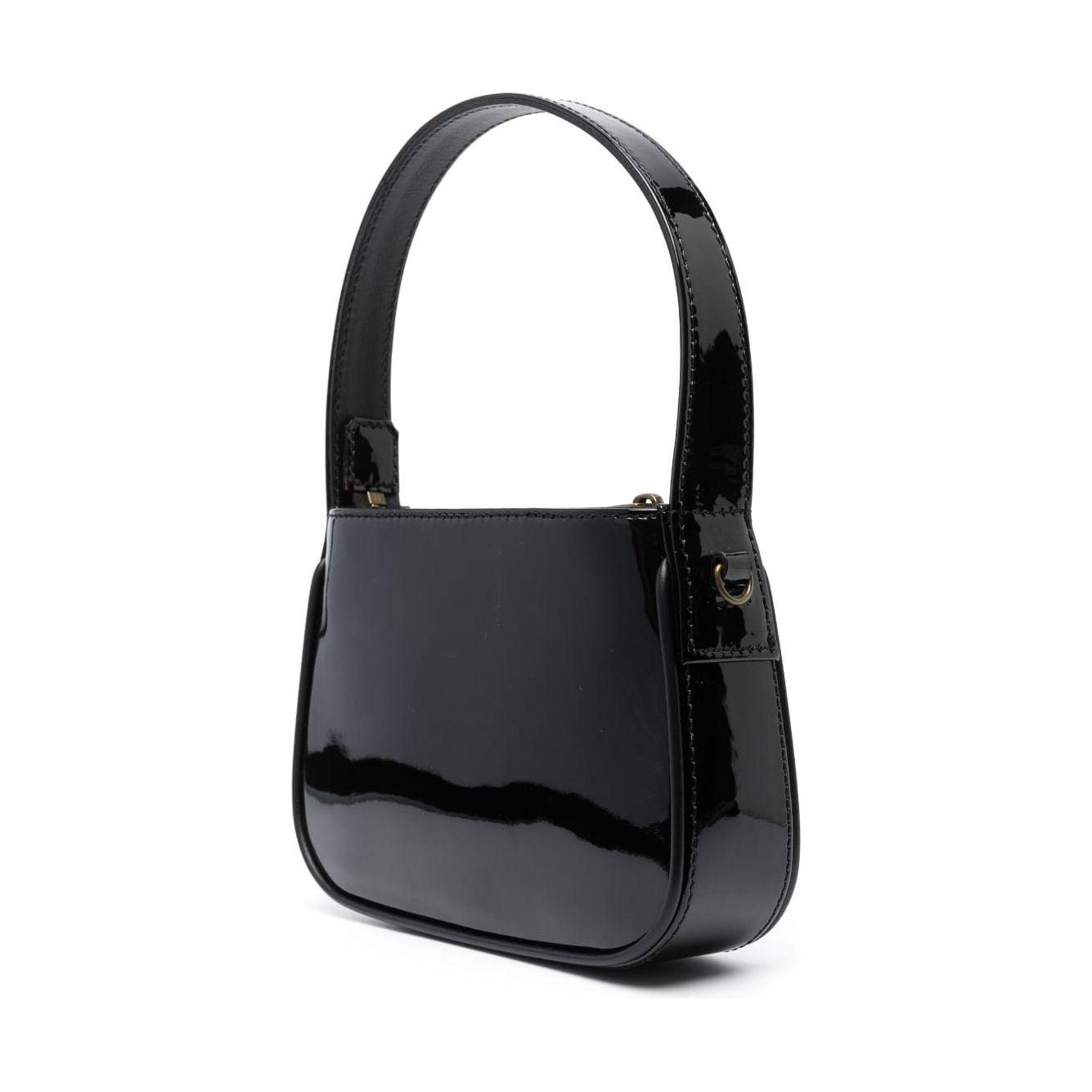 Blumarine embossed-logo high-shine tote bag Black Handbag Blumarine