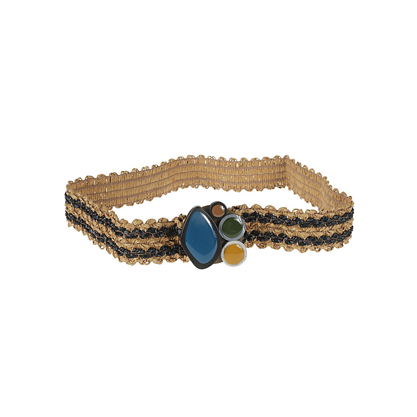 Exquisite J Striped raffia belt Belts
