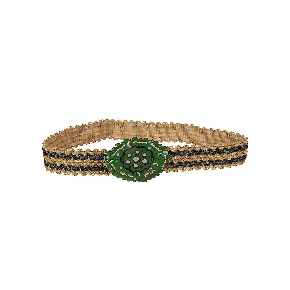 Exquisite J Striped raffia belt Belts