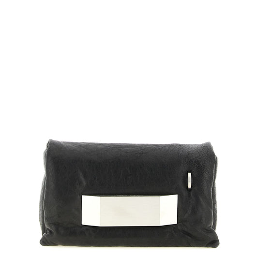 Rick Owens Black Lamb Leather Clutch Bag
