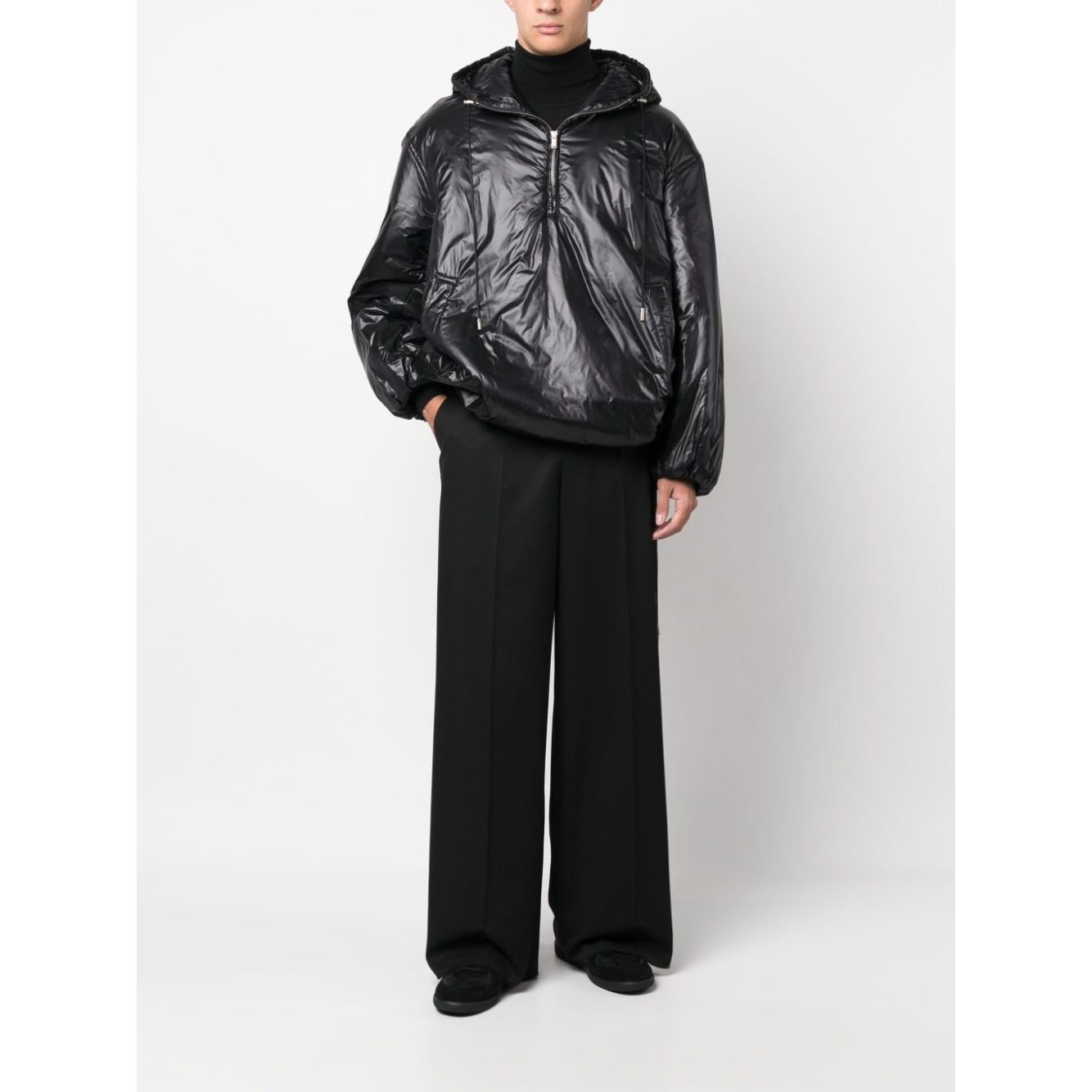 Saint Laurent Cassandre logo-embossed hooded raincoat