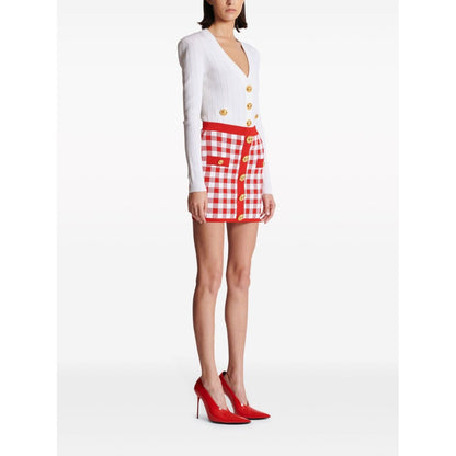 Balmain Gingham fine-knit miniskirt Skirts