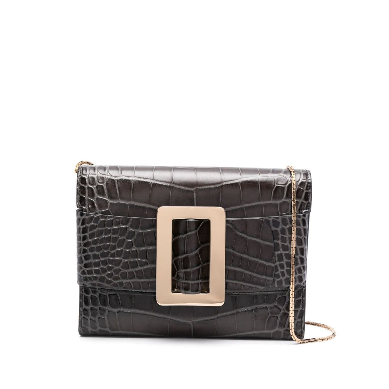 Boyy Buckle travel case croco embossed leather clutch bag
