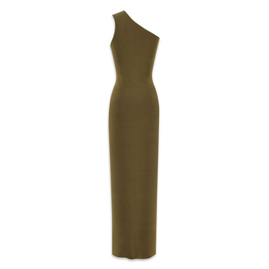 Saint Laurent One shoulder silk dress