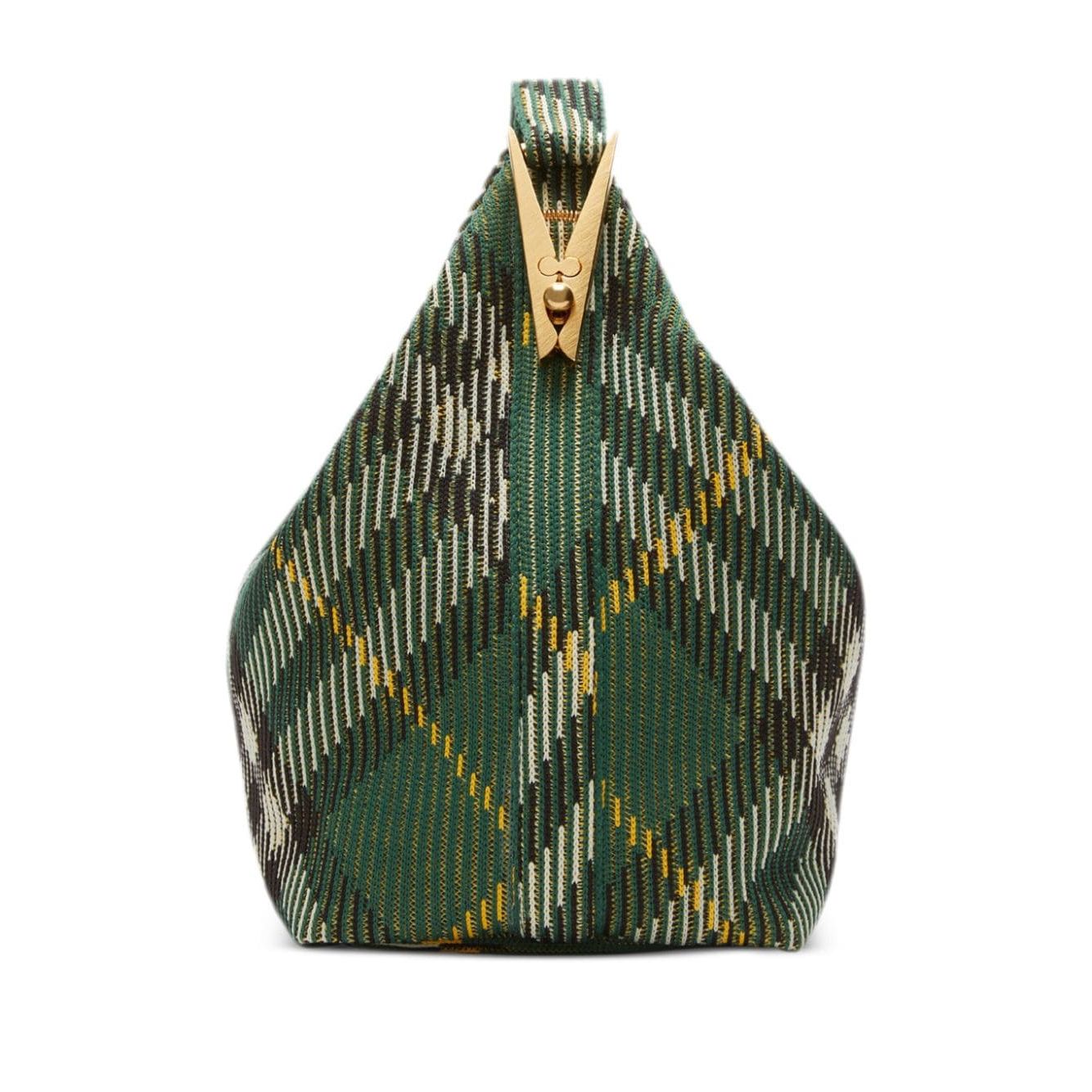 Front view with bag zipped and handles upright.