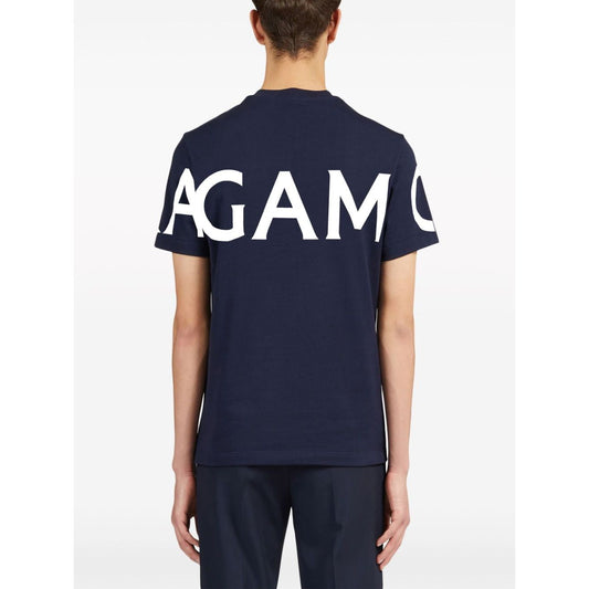 Ferragamo T-shirts and Polos Blue Topwear