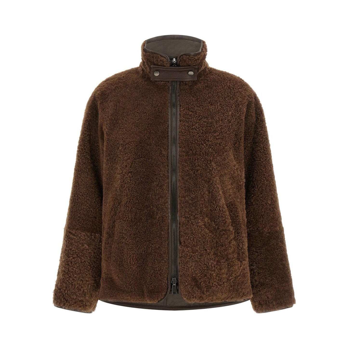 Brunello Cucinelli Brown Lamb Leather Biker Jacket