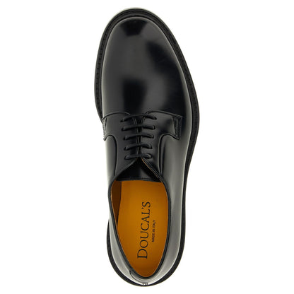 Doucal's Black Calfskin Oxfords And Derbies
