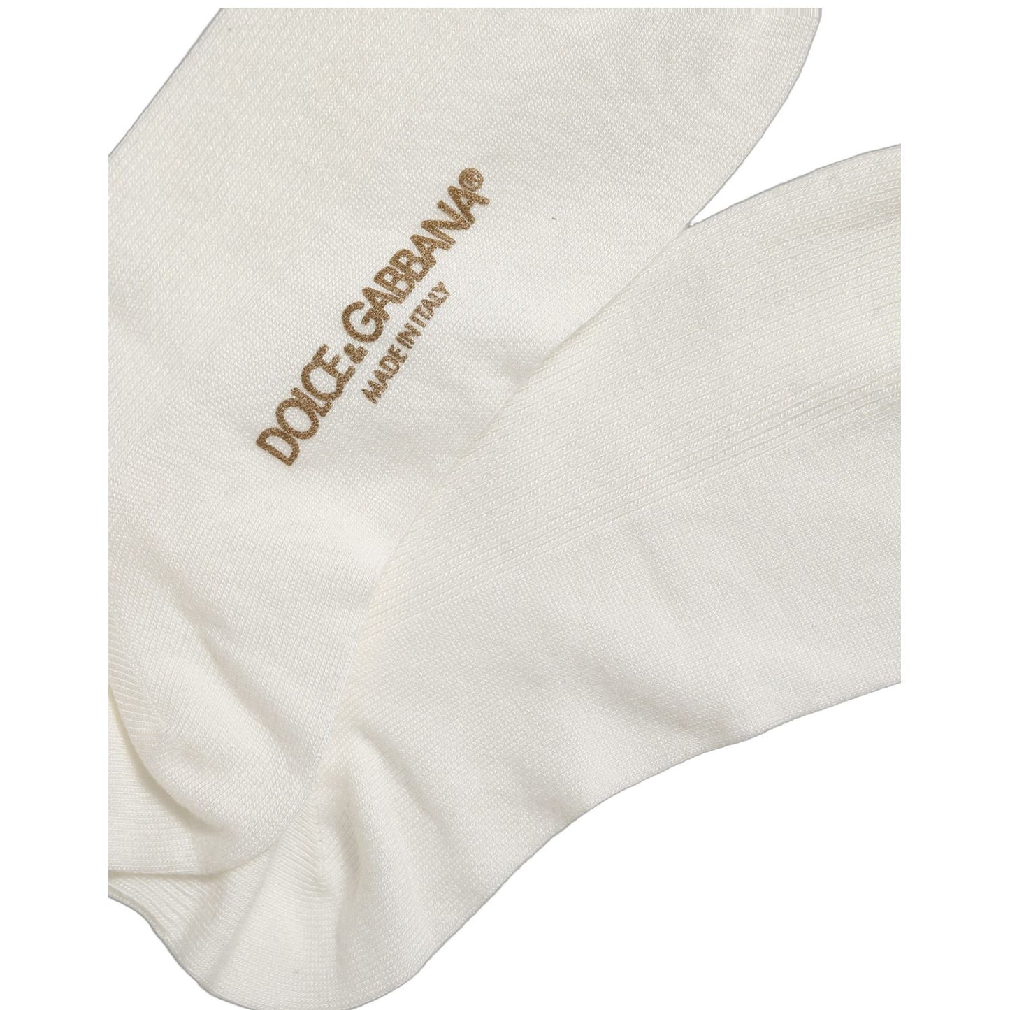 Dolce & Gabbana White Crown Embroidery Knee High Accessory Socks