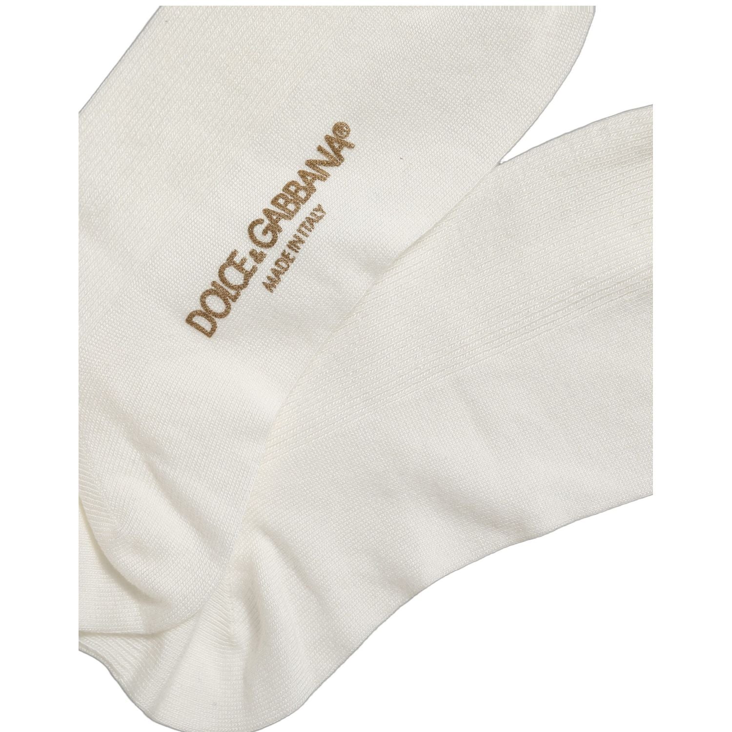 Dolce & Gabbana White Crown Embroidery Knee High Accessory Socks
