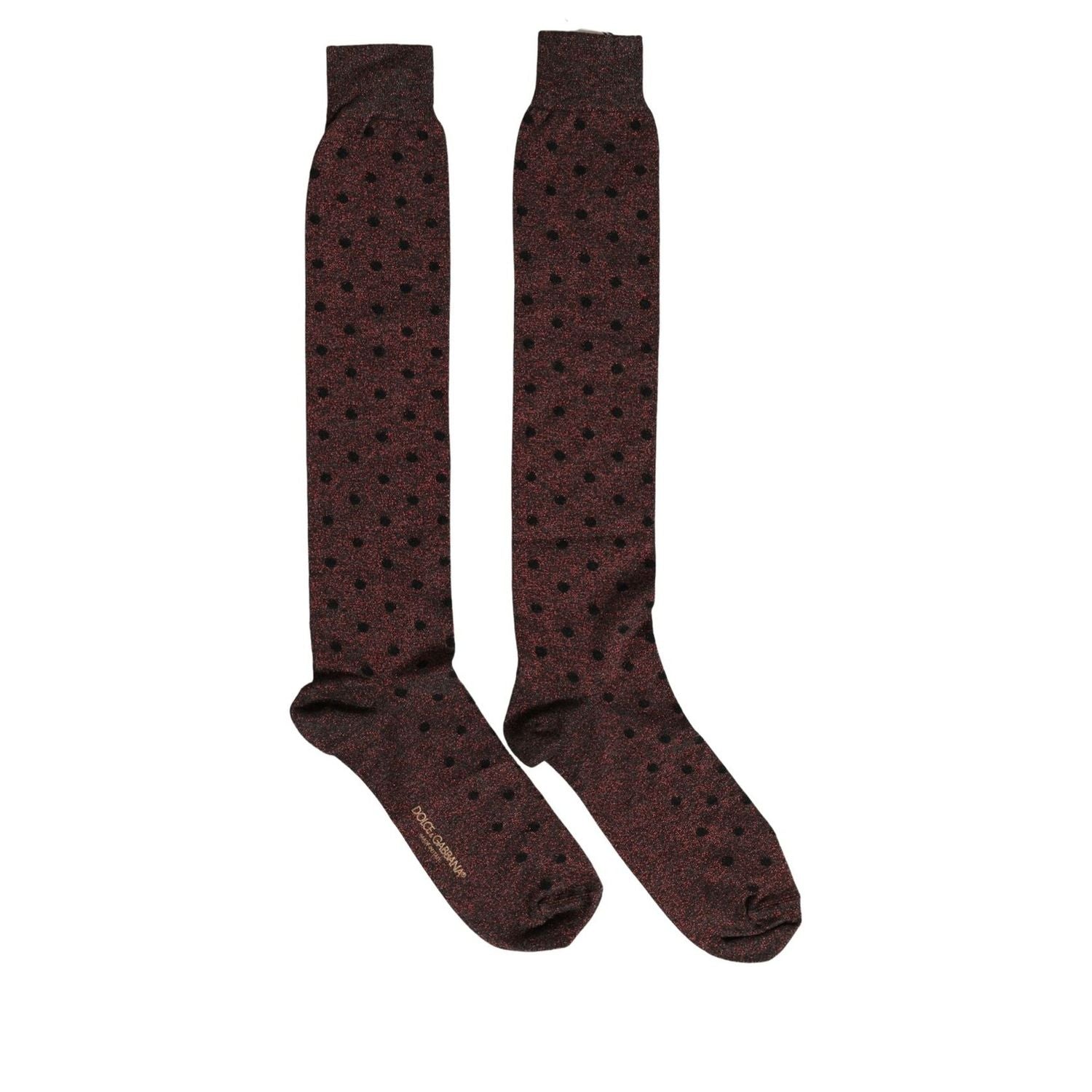 Dolce & Gabbana Brown Polka Dot Over The Calf Accessory Socks