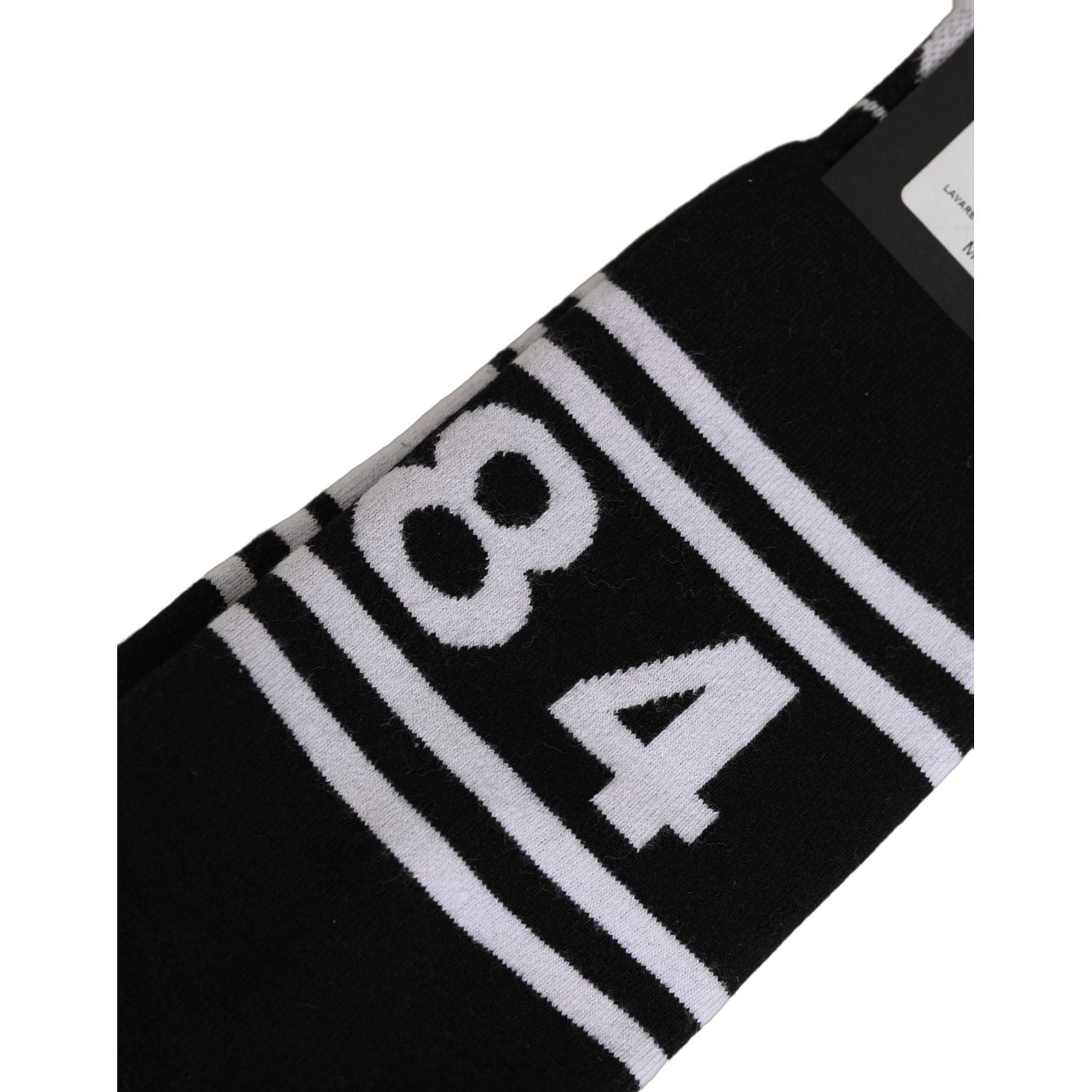 Dolce & Gabbana Black White Logo Stripes Mid Calf Accessory Socks