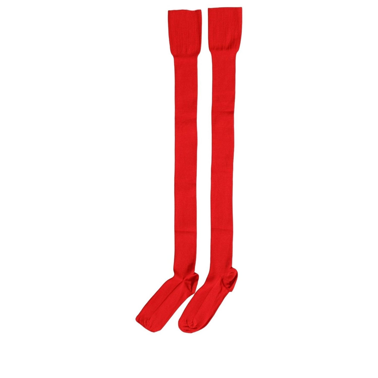 Dolce & Gabbana Men Red Logo Thigh High Ribbed Accessory Socks