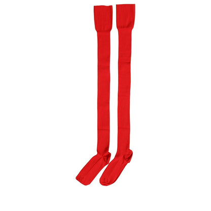 Dolce & Gabbana Men Red Logo Thigh High Ribbed Accessory Socks