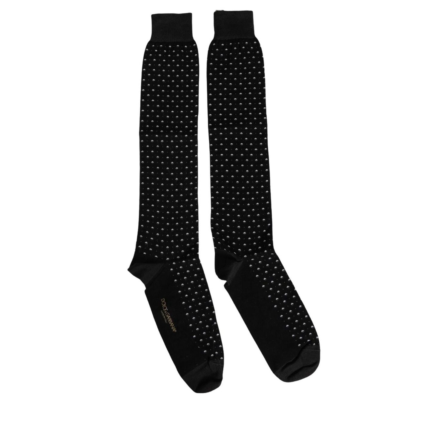 Dolce & Gabbana Black Polka Dot Over The Calf Accessory Socks