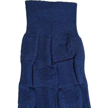 Dolce & Gabbana Royal Blue Checkered Silk Mid Calf Accessory Socks