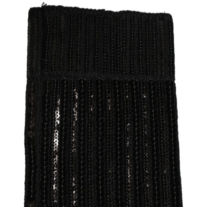 Dolce & Gabbana Black Sequin Cotton Knit Mid Calf Accessory Socks