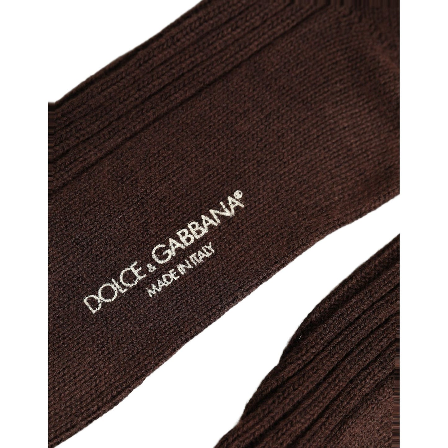 Dolce & Gabbana Dark Brown Wool DG Logo Mid Calf Accessory Socks