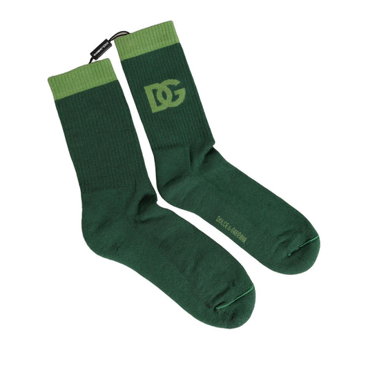 Dolce & Gabbana Green DG Logo Nylon Mid Calf Accessory Socks