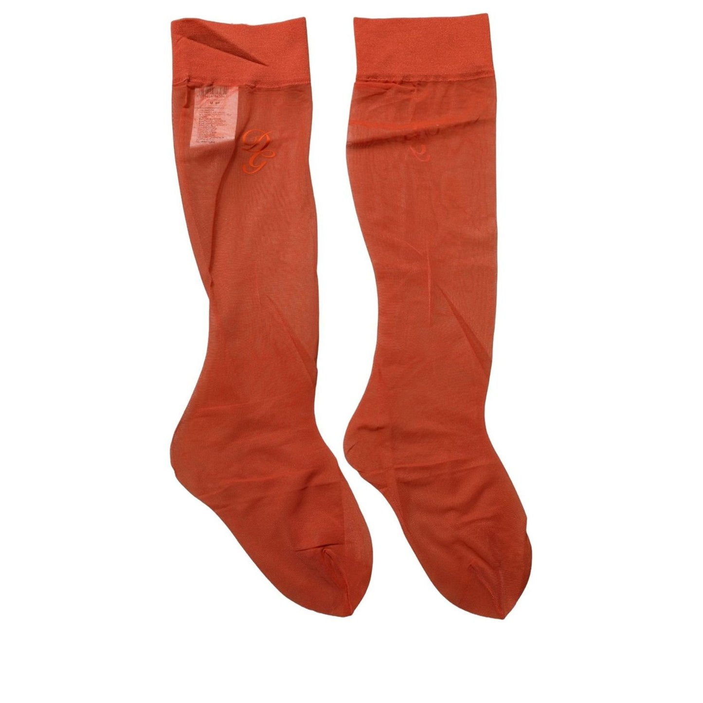 Dolce & Gabbana Orange Knee High Sheer Nylon Accessory Socks
